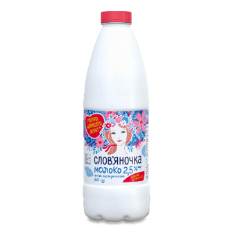 Молоко пастеризоване Слов'яночка 2,5% пл, 860г