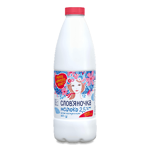 Молоко пастеризоване Слов&#039;яночка 2,5% пл, 860г