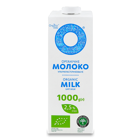 Молоко ультрапастеризоване Organic Milk органічне 2,5%, 1000г