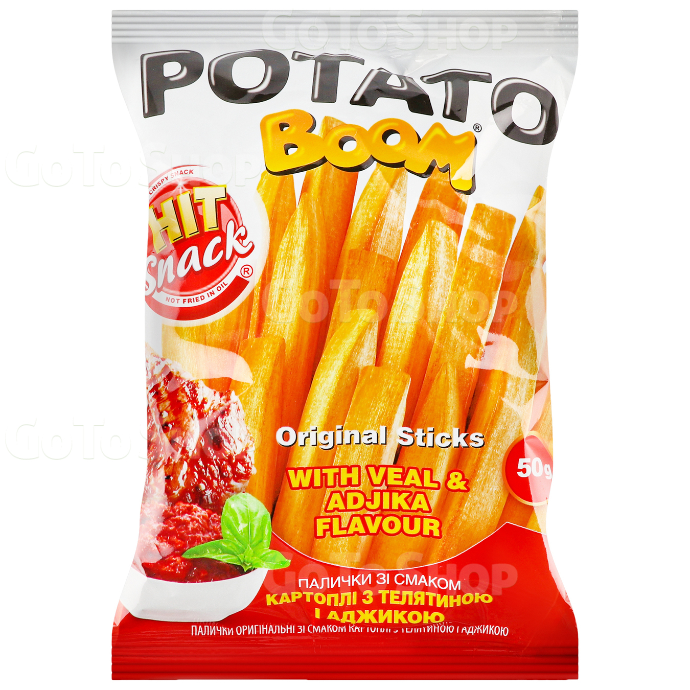 Палички Hit snack potato boom смак картоплі з телятиною та аджикою 50г
