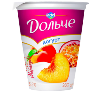 ЙогуртДольчеПерсик-маракуйя3,2%280гст