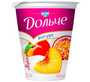 ЙогуртДольчеПерсик-маракуйя3,2%280гст