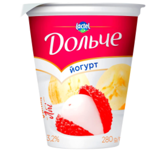 ЙогуртДольчеБанан-лічі3,2%280гст