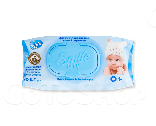 Серветки вологі Smile Baby з екстрактом ромашки та алое 100шт