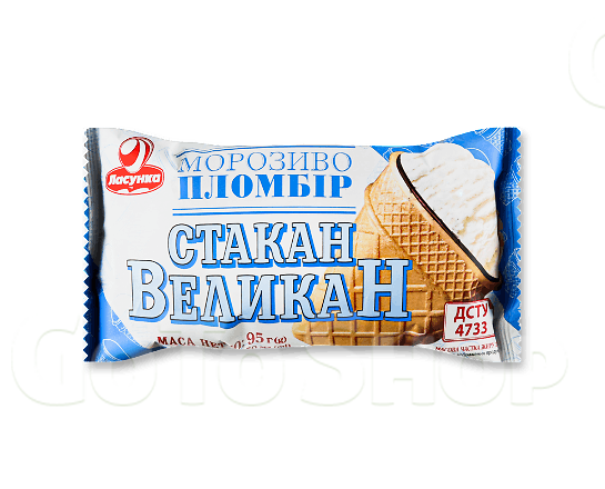 Морозиво Ласунка Стакан Великан пломбір 15% 95г