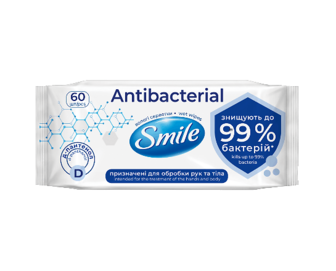 Серветка волога Smile Antibacterial з Д-пантенолом 60шт/уп