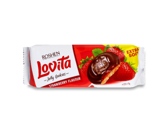 Печиво Roshen Lovita Jelly Cookies зі смаком полуниці 135г