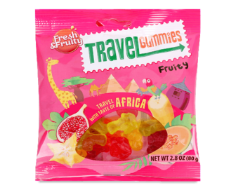 Цукерки Wawel Travel Gummies Africa з фруктовим смаком 80г