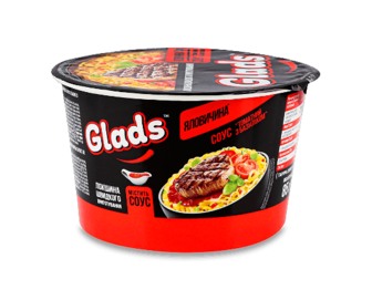 Локшина швидкого приготування Glads Яловичина та томатний соус з базиліком 85г