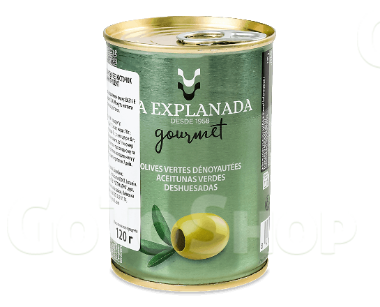 Оливки La Explanada зелені без кісточки з/б 300мл