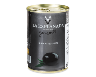 Оливки La Explanada чорні без кісточки з/б 300мл