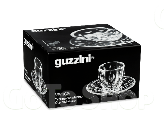 Чашка для кави Guzzini скло 110 мл + блюдце пластик, шт