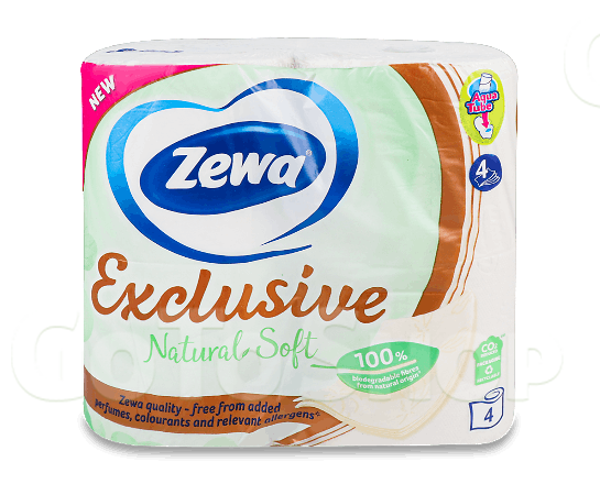 Папір туалетний Zewa Natural Soft 4-шаровий, 4шт