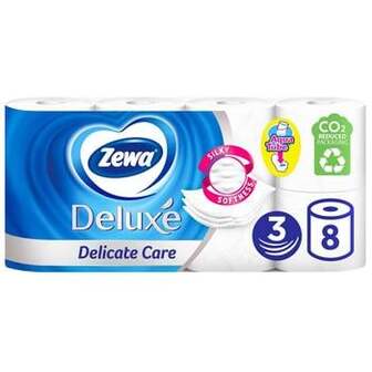 Туалетний папір Zewa Deluxe Delicate Care білий 3-шаровий 8шт