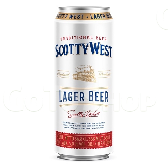 Пиво 0,568 л SCOTTY WEST Lager світле фільтроване 5 % об.ж/б Латвія 