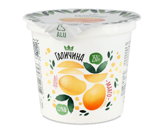 Йогурт Галичина Манго 2,2% стакан, 250г