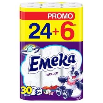 Туалетний папір Emeka Paradise 3-шаровий 24+6шт