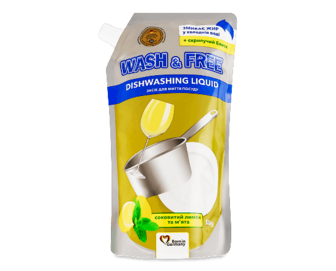 Засіб для миття посуду Wash&Free «Соковитий лимон і м'ята», 500г