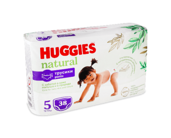 Підгузки-трусики Huggies Natural 5 (12-17 кг), 38шт