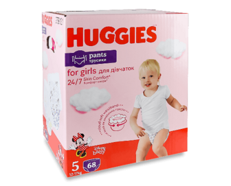 Підгузки-трусики для дівчаток Huggies Pants 5 (12-17 кг), 68шт/уп