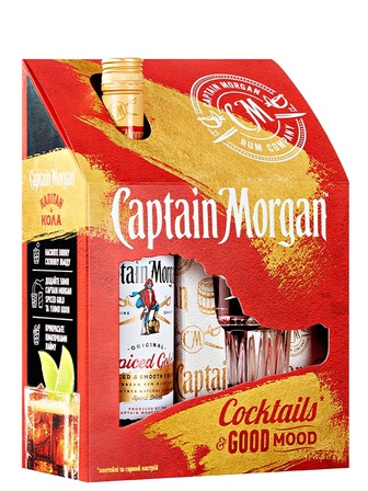 Ромовий напій Капітан Морган, Спайсед Голд / Captain Morgan, Spiced Gold, 35%, 0.7л + склянка