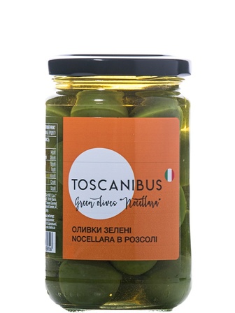 Оливки зелені з кісточкою Ночелара, Toscanibus, 290г