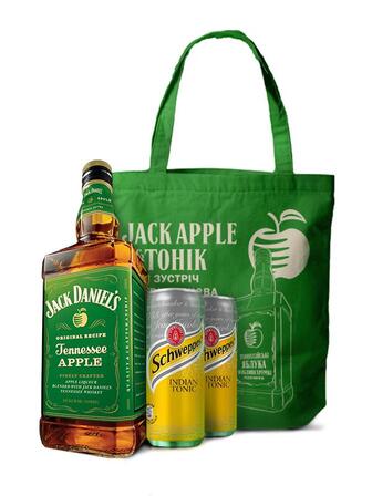 Набір Jack Daniel's Tennessee Apple & Тонік Schweppes 2*0.33л + шопер
