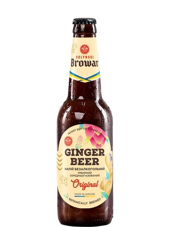 Напій газований Джинджер Бір, Волинський Бровар / Ginger Beer, Volynski Browar, 0.35л