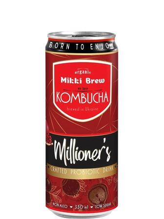 Напій Комбуча Мільйонер'с, Міккі Брю / Millioner's, Mikki Brew, Volynski Browar, ж/б, 0.33л