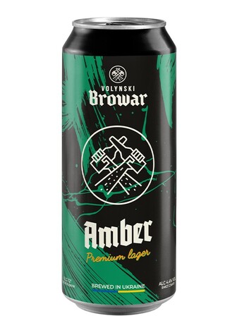 Пиво Амбер, Волинський Бровар / Amber, Volynski Browar, ж/б, 4.4%, 0.5л