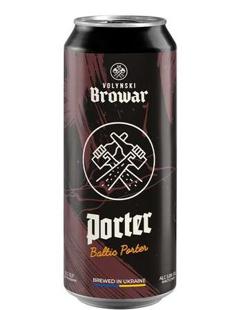 Пиво Портер, Волинський Бровар / Porter, Volynski Browar, ж/б, 5.8%, 0.5л