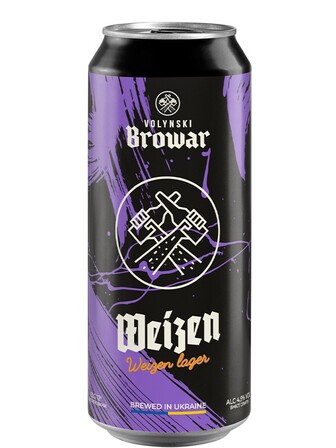 Пиво Вайцен, Волинський Бровар / Weizen, Volynski Browar, ж/б, 4.9%, 0.5л