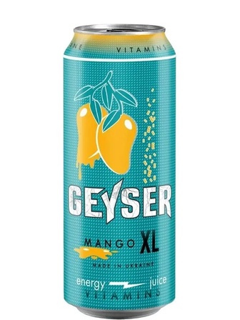Енергетичний напій Гейзер, Манго XL / Geyser, Mango XL, Volynski Browar, ж/б, 0.5л
