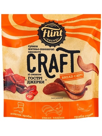 Грінки пшенично-житні зі смаком гострих джерок, Flint Craft, 90г