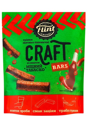 Грінки пшенично-житні зі смаком міцного табаско, Flint Craft, 90г