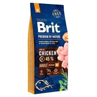 Корм сухий Brit Premium Adult M з куркою для дорослих собак середніх порід 15кг