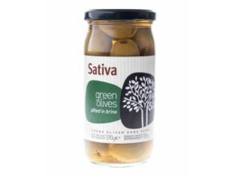 Оливки зелені без кісточки в розсолі Sativa 370 г