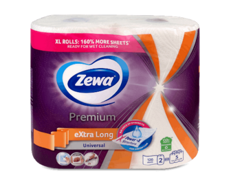Рушники паперові Zewa Premium Extra Long Plus 2-шарові, 2шт