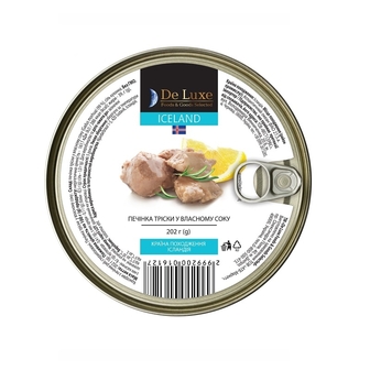 Консерви 202г De Luxe Foods & Goods Selected Печiнка трiски Ісландія 