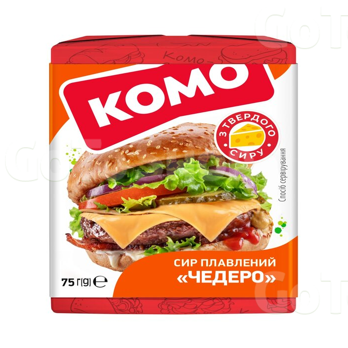 Сир плавлений 75 г Комо Чедеро 40% фольга 