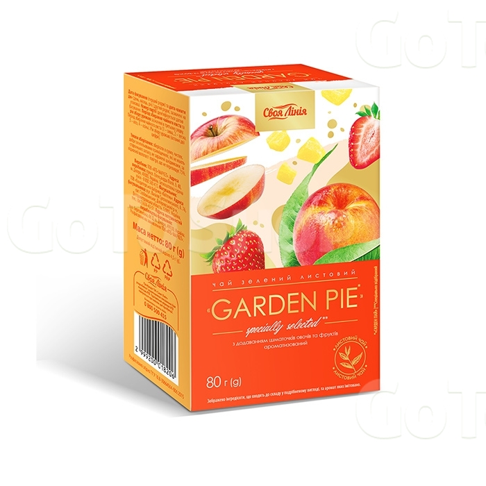 Чай 80г Своя Лінія зелений Garden Pie листовий з дод. шматочків овочів та фруктів 