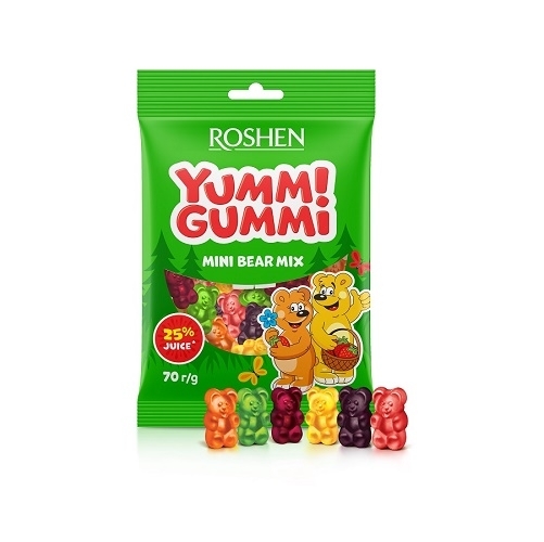 Цукерки 70 г Рошен Yummi Mini Bear Mix желейні м/уп 