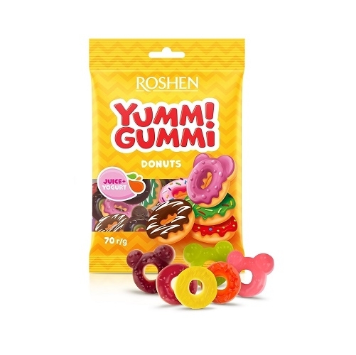 Цукерки 70 г Рошен Yummi Gummi Donuts желейні м/уп 