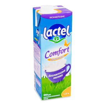 Молоко ультрапастеризоване Lactel питне безлактозне 1,5%, 950г