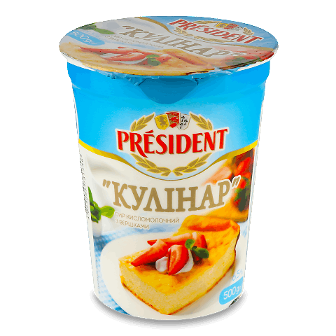 Сир кисломолочний President Кулінар з вершками 6,5%, 500г