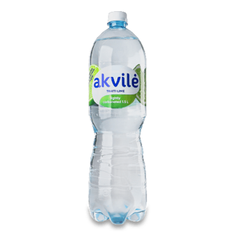 Вода мінеральна Akvile зі смаком лайма слабогазована, 1,5л