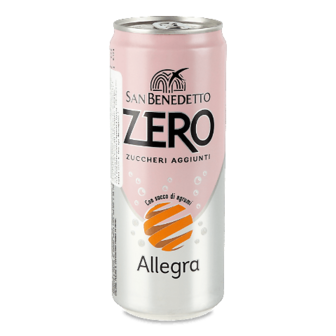 Напій San Benedetto Zero Allegra газований безалкогольний з/б, 0,33л