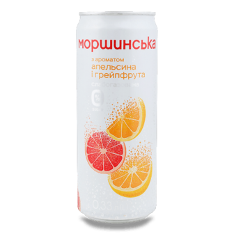Напій Моршинська з ароматом апельсин-грейпфрут сильногазований з/б, 0,33л