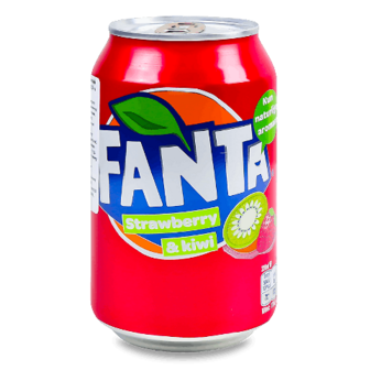 Напій Fanta зі смаком ківі-полуниця газований з/б, 0,33л