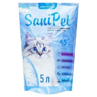 Наповнювач гігієнічний Природа Sani Pet для котів сілікагелевий 5л